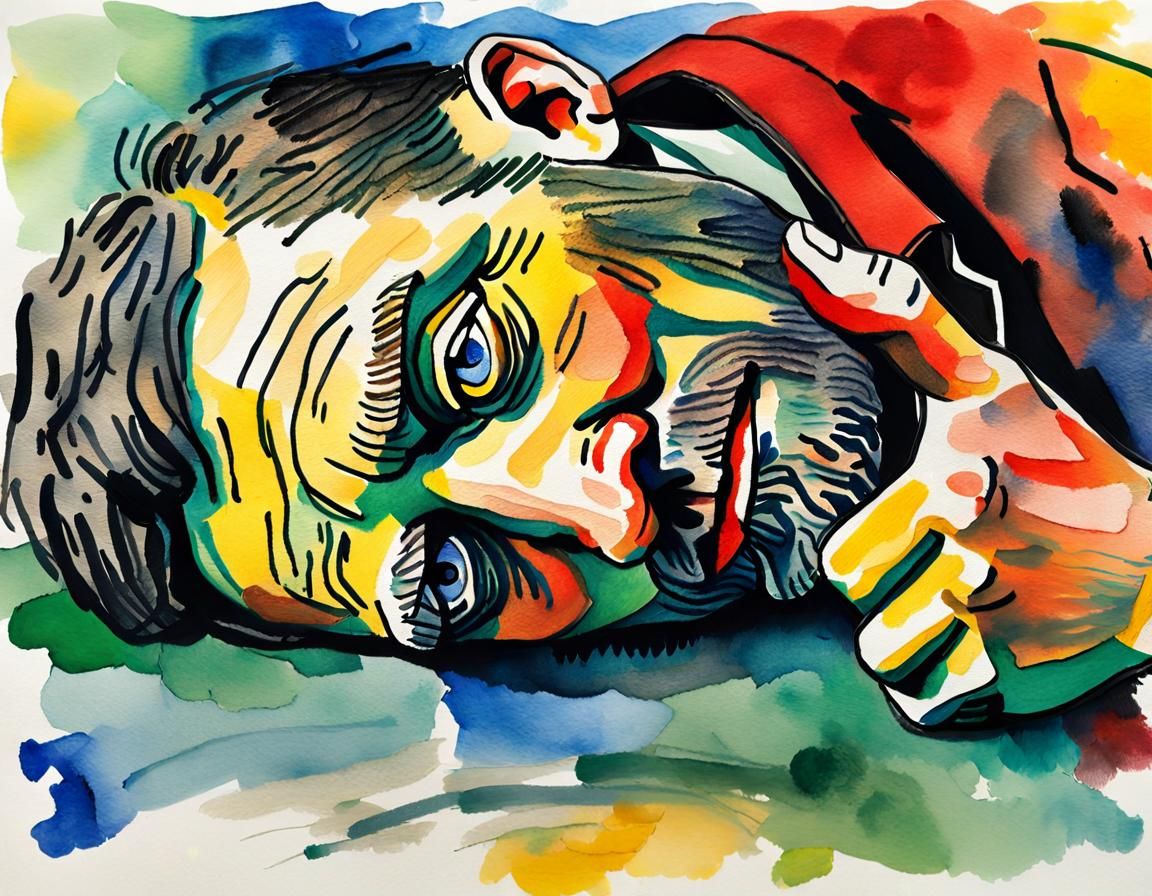 Distorted Portrait in Vibrant Expressive Style