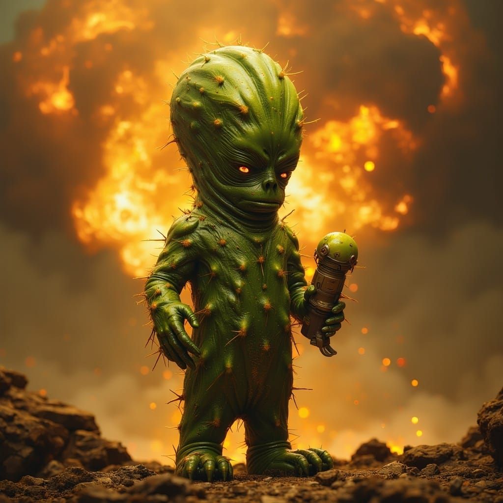 Eldritch Cactus with Doomsday Device in Cinematic Lighting