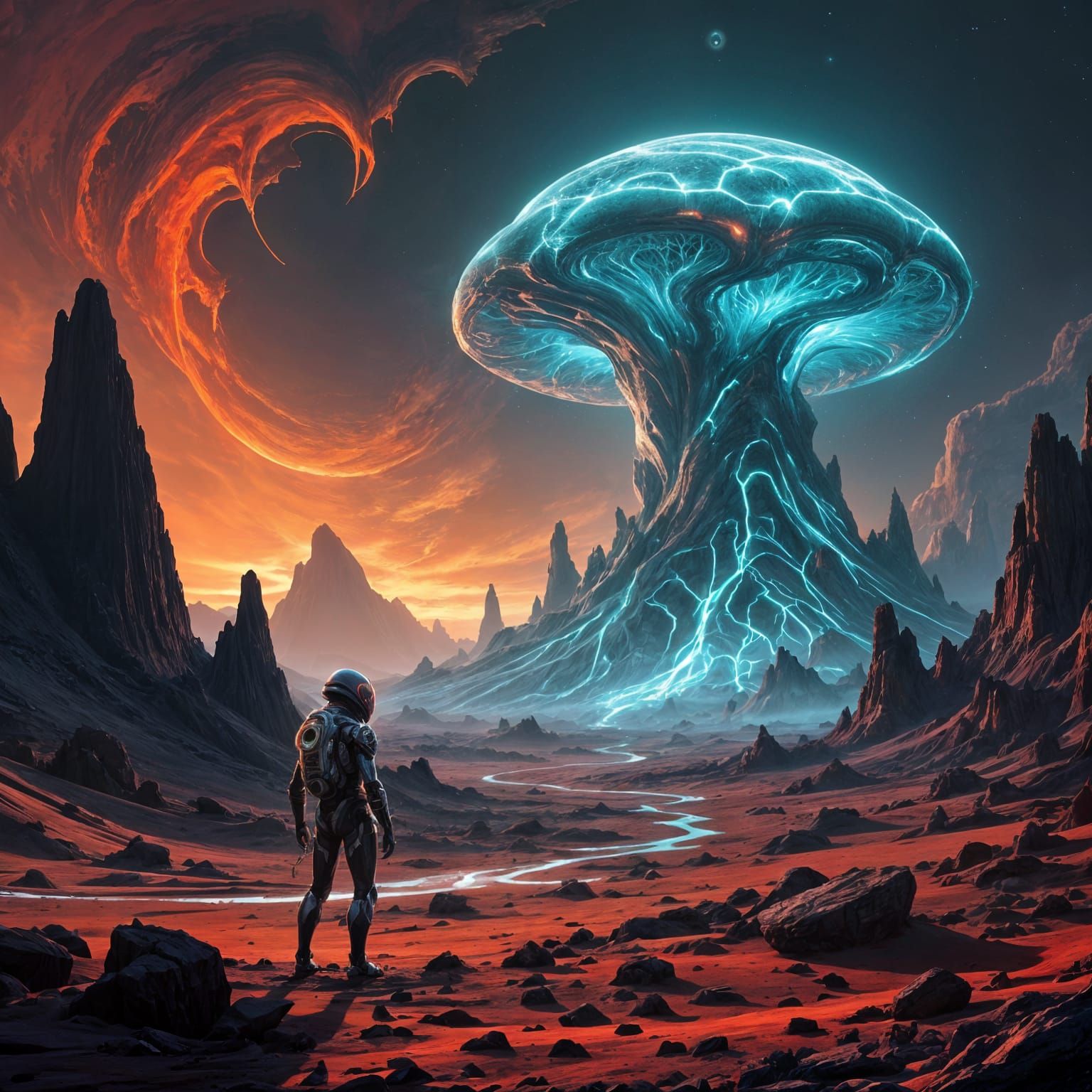 Insectoid Alien Explorer on Crystalline Planet