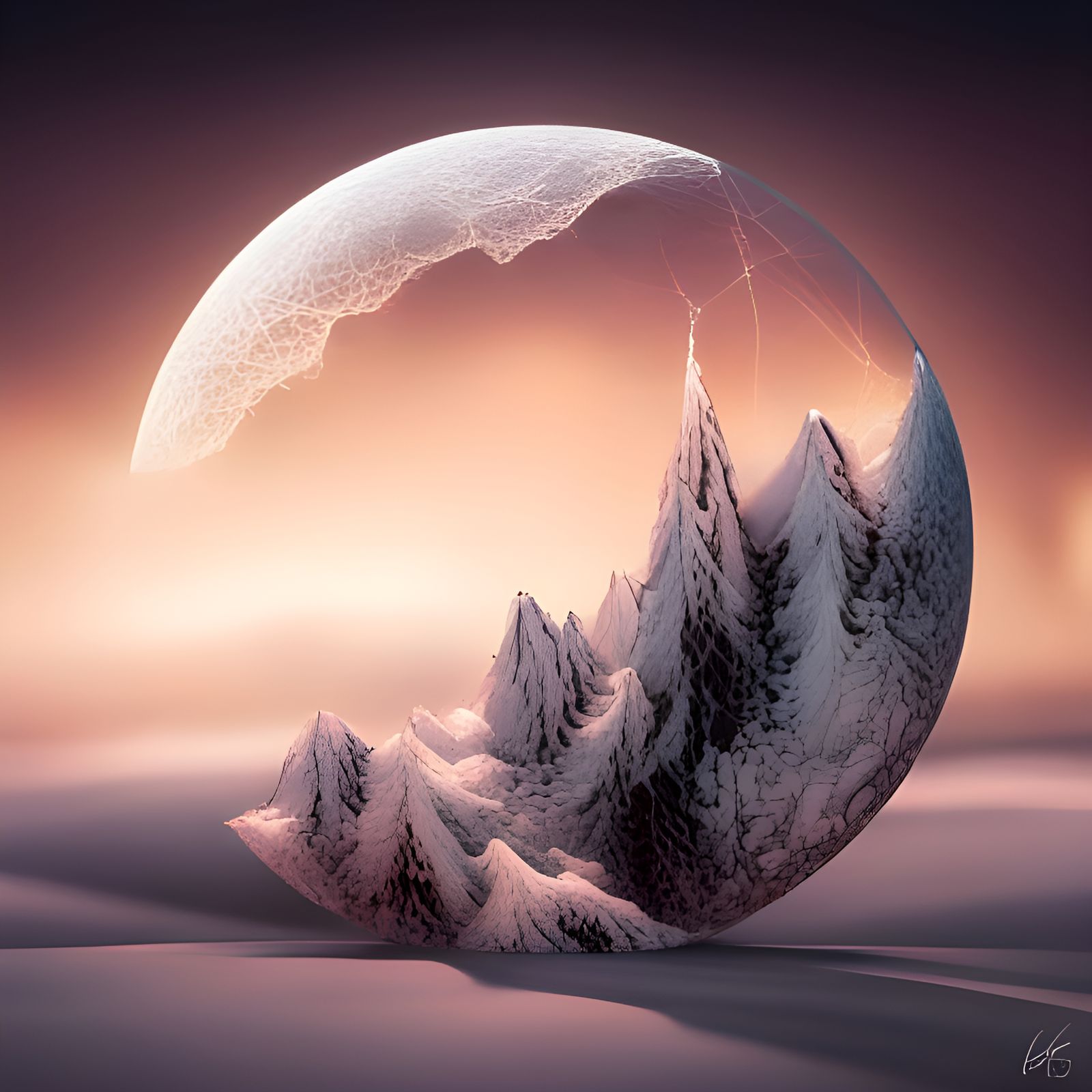 Cracked Glass Moon in Photorealistic CGI