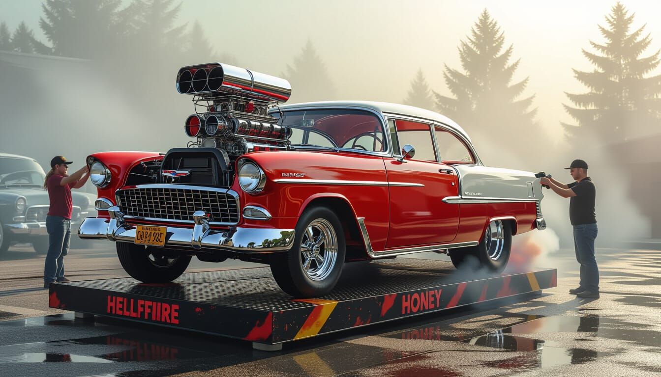 Hellfire Honey 1955 Bel Air Gasser with V8 Engine