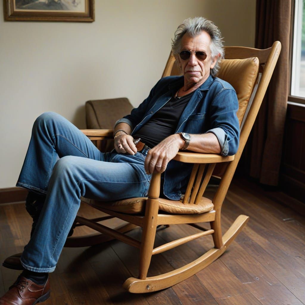 Keith Richards Relaxing in Rocking Chair