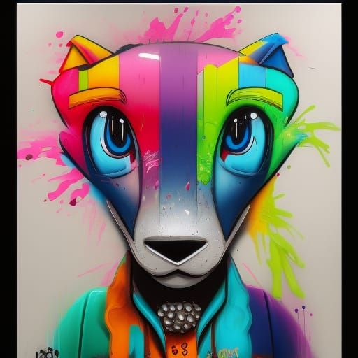 Colorful Graffiti Art Fursona in Street Style
