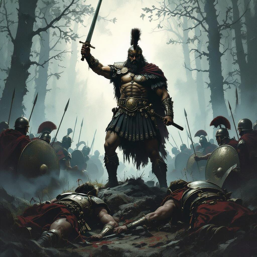 Arminius's Triumph in Teutoburg Forest: Dark Fantasy