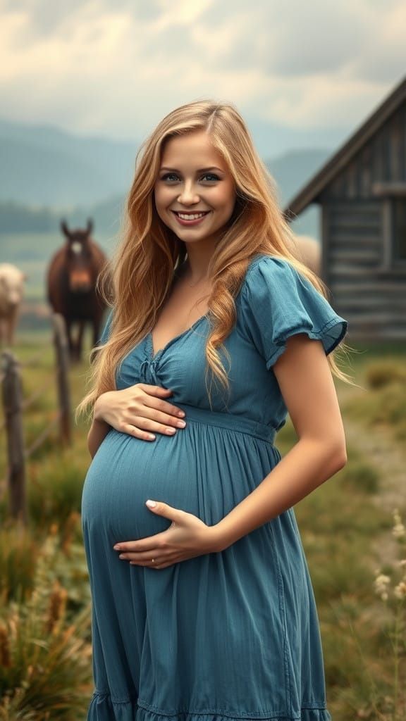 Ethereal Lady on a Ranch in a Whimsical Setting