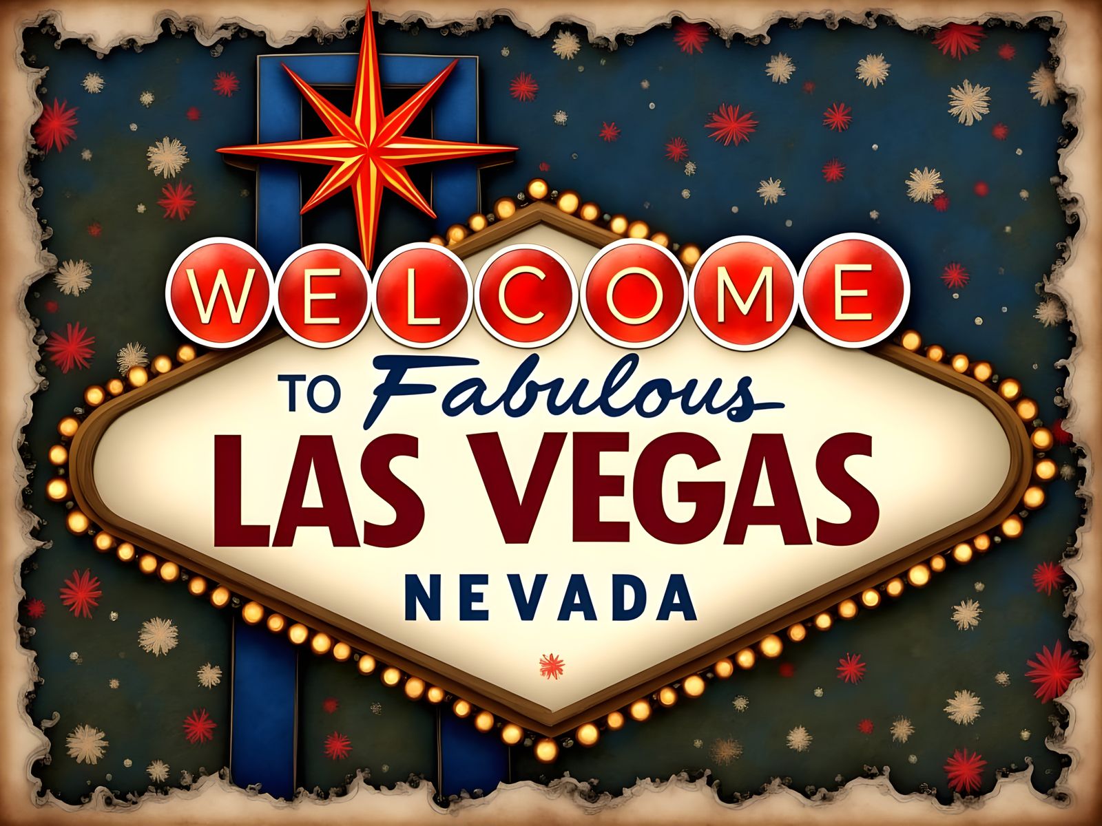 Vintage Las Vegas Christmas Postcard in 2D