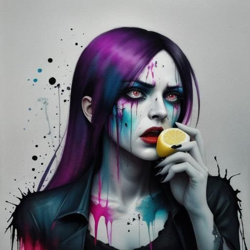 Surreal Emo Art: Hand Reaching for Lemon Slice