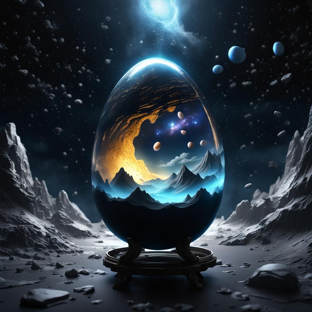 Milky Way Galaxy Trapped in Glass Egg