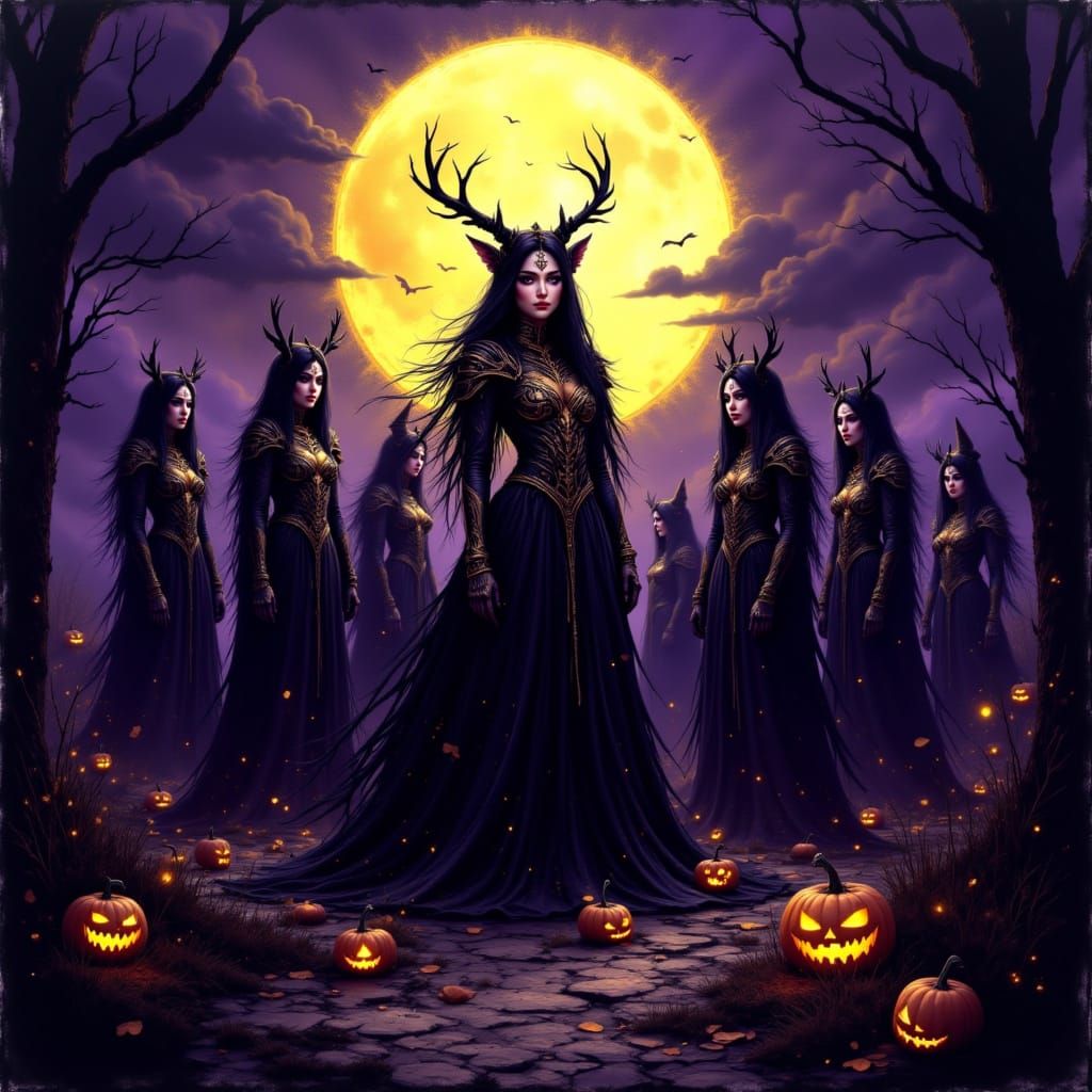 Dark Fantasy Halloween Gathering of Princesses