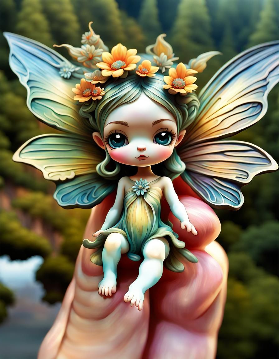 Surreal Landscape with Skeletal Kitten, Art Nouveau Style