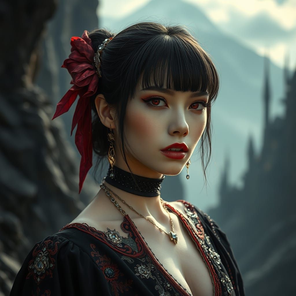 Ethereal Vampire in Gritty Urban Landscape