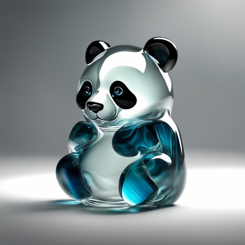 Glass Panda Sculpture