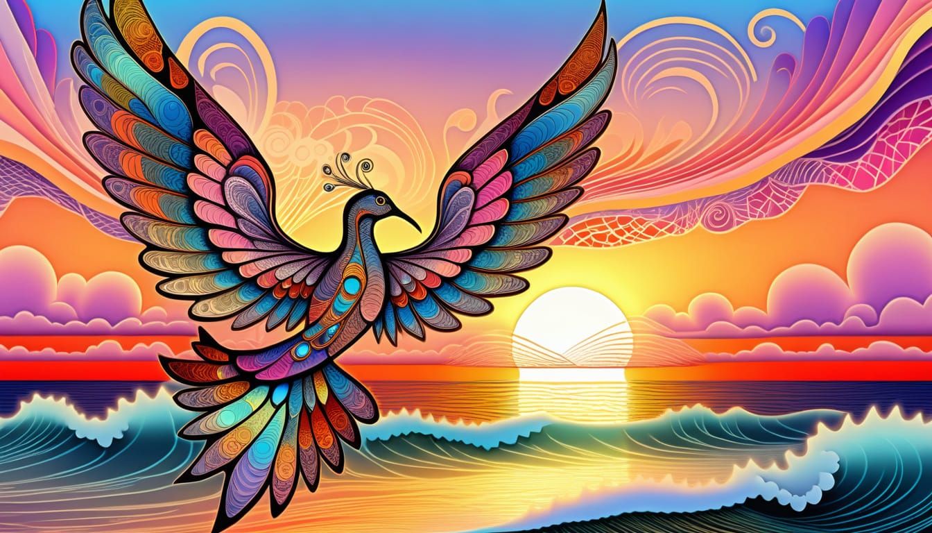 Sunset Wings in Art Brut Style
