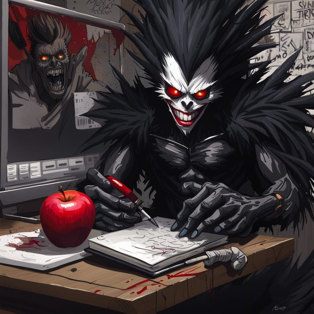 Ryuk with Notebook and Apple, Studio Photo