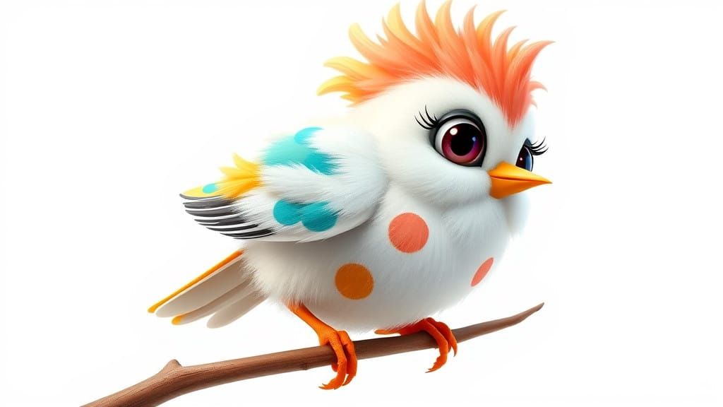 Whimsical Pixar Baby Bird Delights in Colorful Energized Fli...