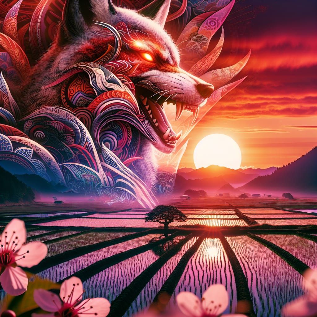 Kitsune Double Exposure: Japanese Tattoo Art