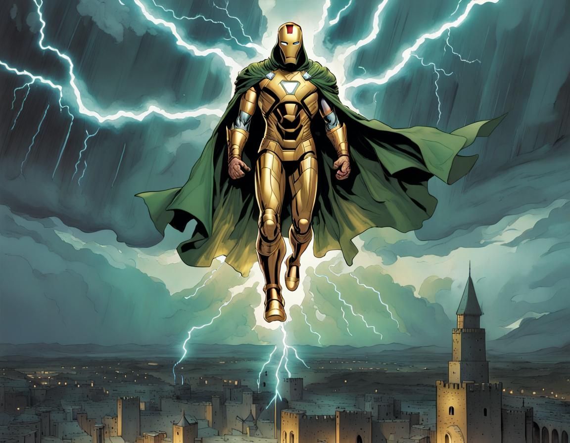 Dr. Doom as Iron Man in Comic Book Art