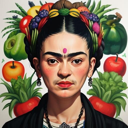 Frida Kahlo Skull Still Life Gouache Painting