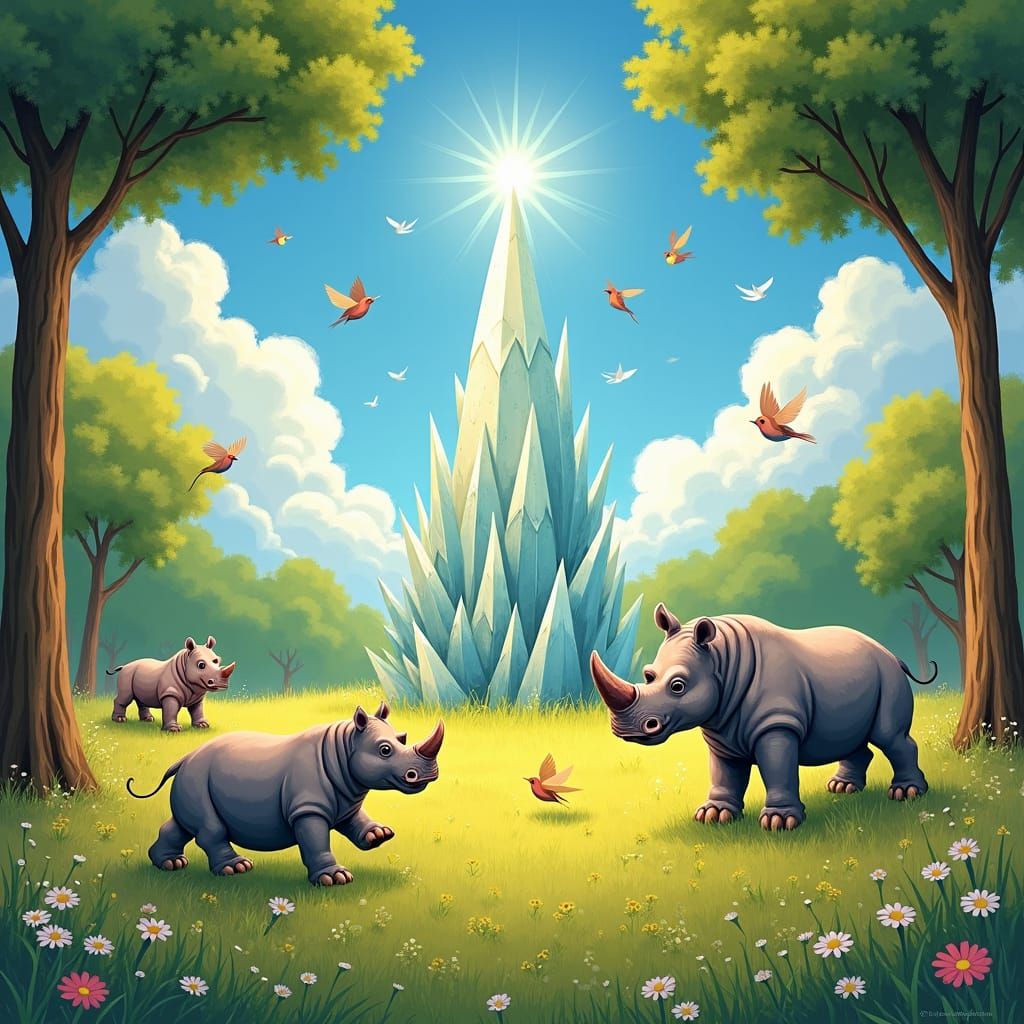 Lush Meadow Scene in Beatrix Potter Style