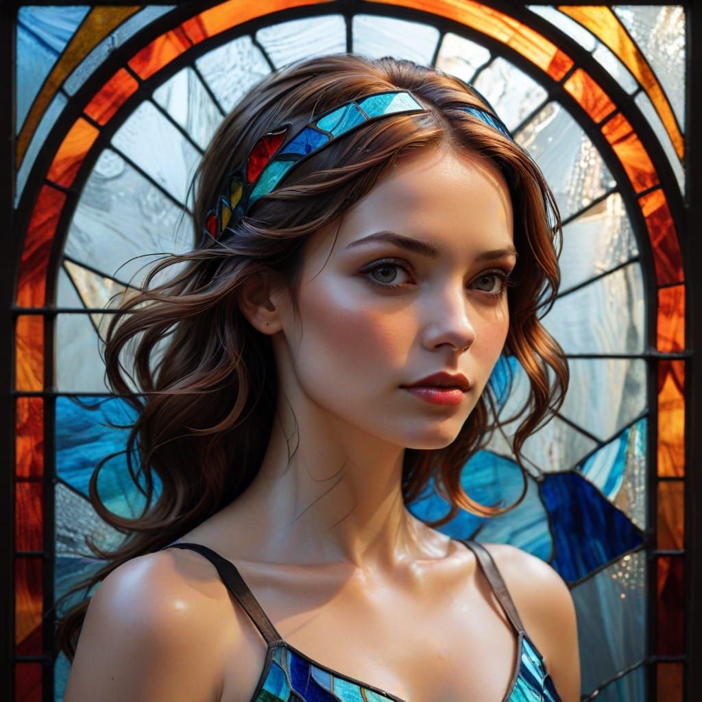 Stained Glass Woman Art