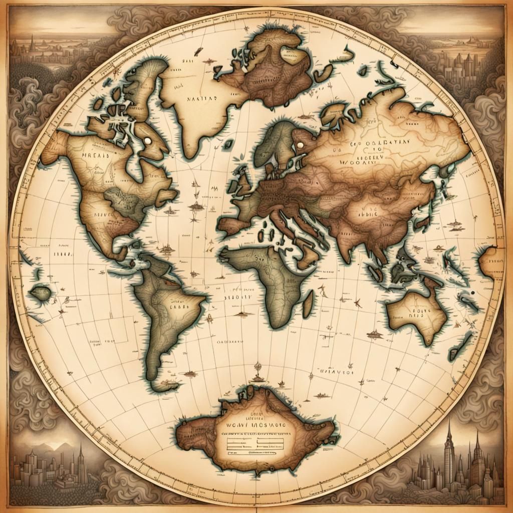 Detailed Fantasy Map: The World in 100 Years