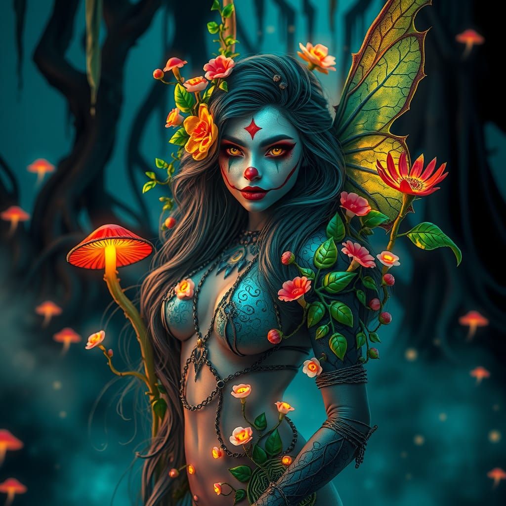 Bioluminescent Fairy in Post-Apocalyptic Wonderland