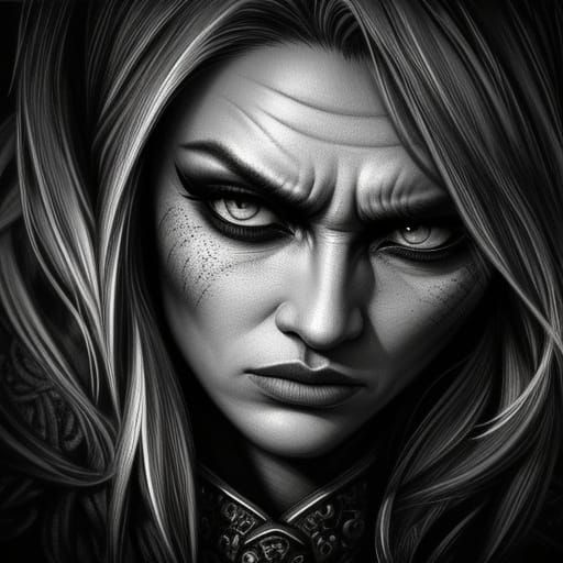 Hyperdetailed Charcoal Drawing of a Qwen with Dramatic Light...