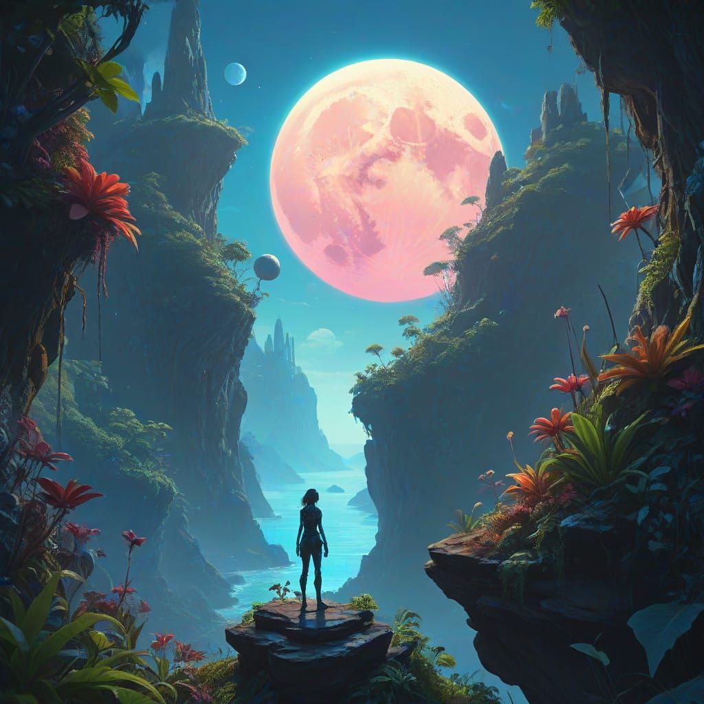 Alien Jungle Vista: Concept Art Digital Painting