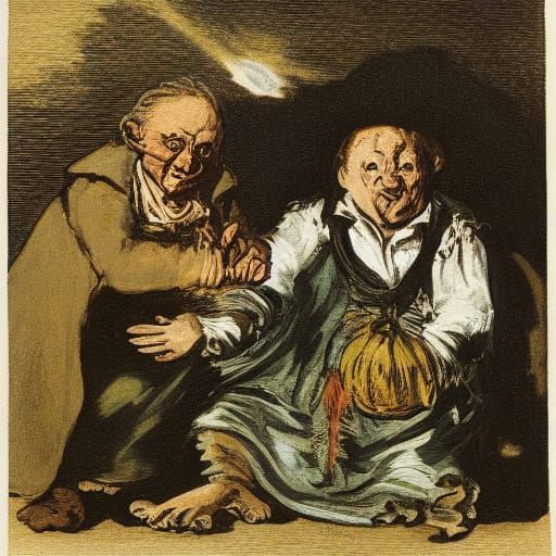 Witches Gathering in Goyaesque Aardman Style