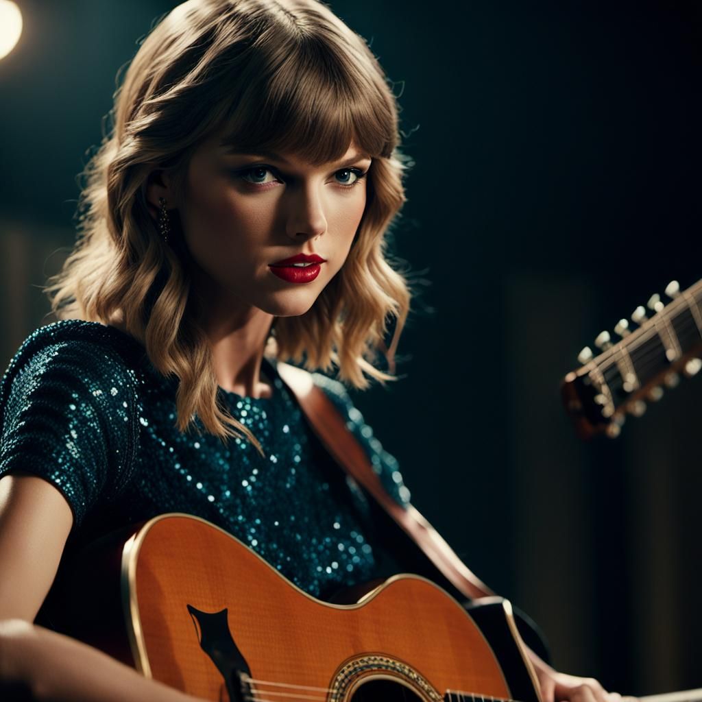 Taylor Swift Guitar Portrait in Cinematic Lighting