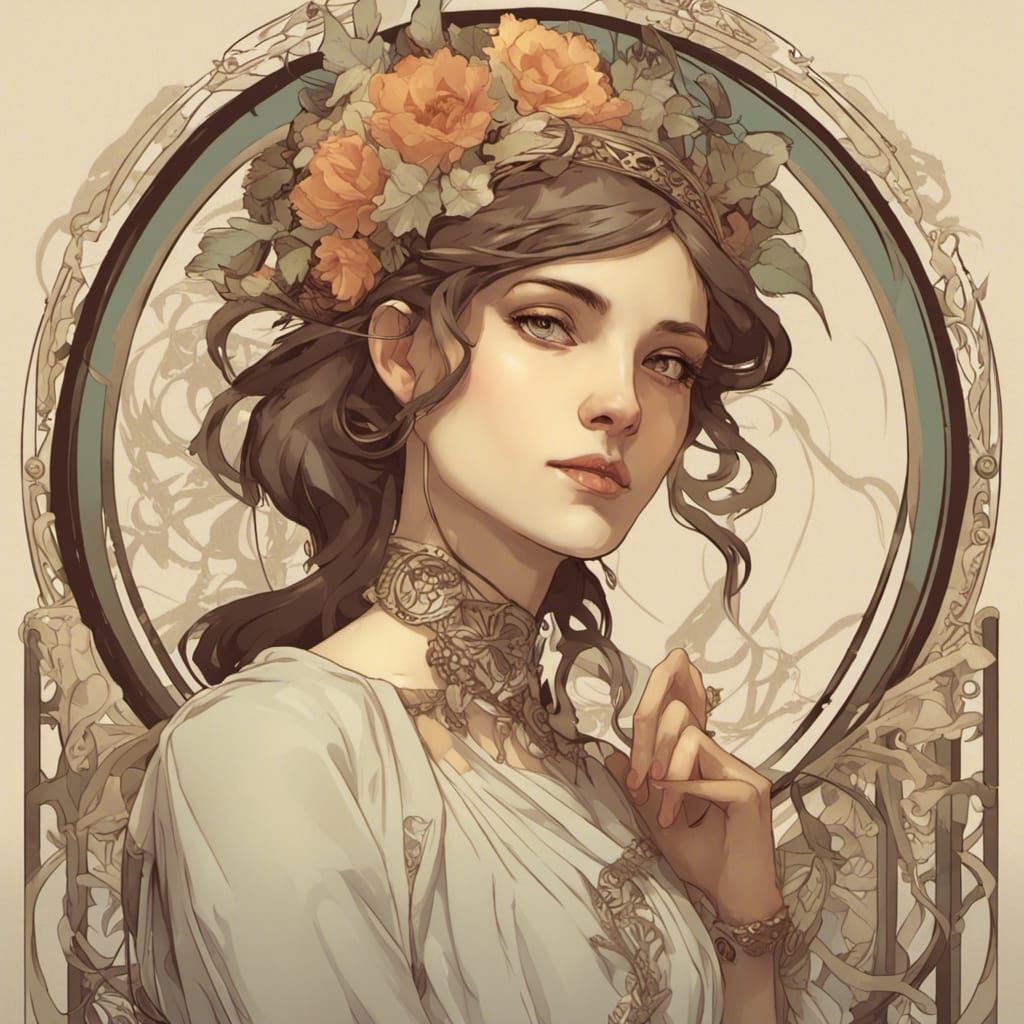 Elegant Woman in Art Nouveau Style