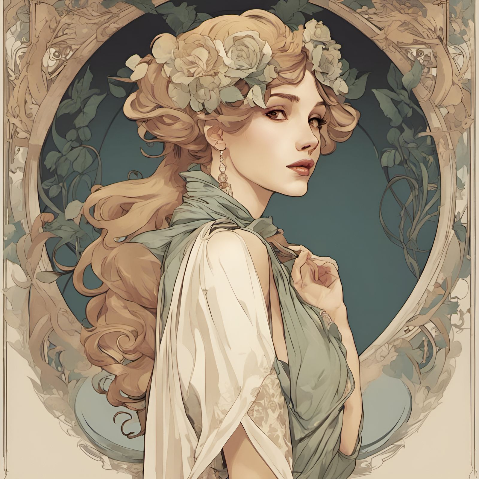 Elegant Woman in Art Nouveau Style
