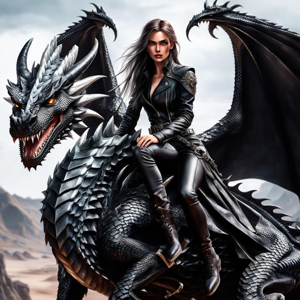 Woman on Dragon: Fantasy Art in Leathers