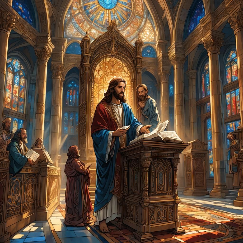 Jesus Reading Torah in Majestic Synagogue