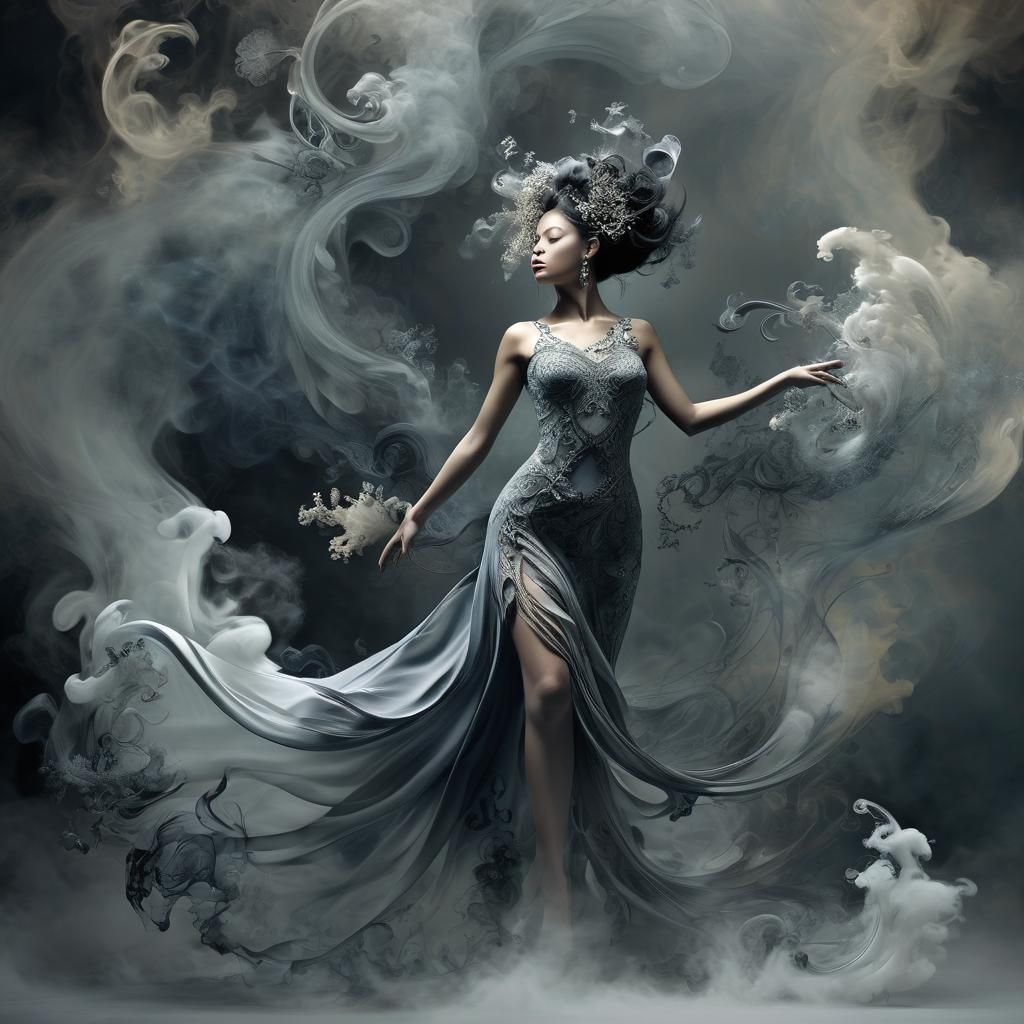 Surreal Fractal Dancer of Smoke and Ash