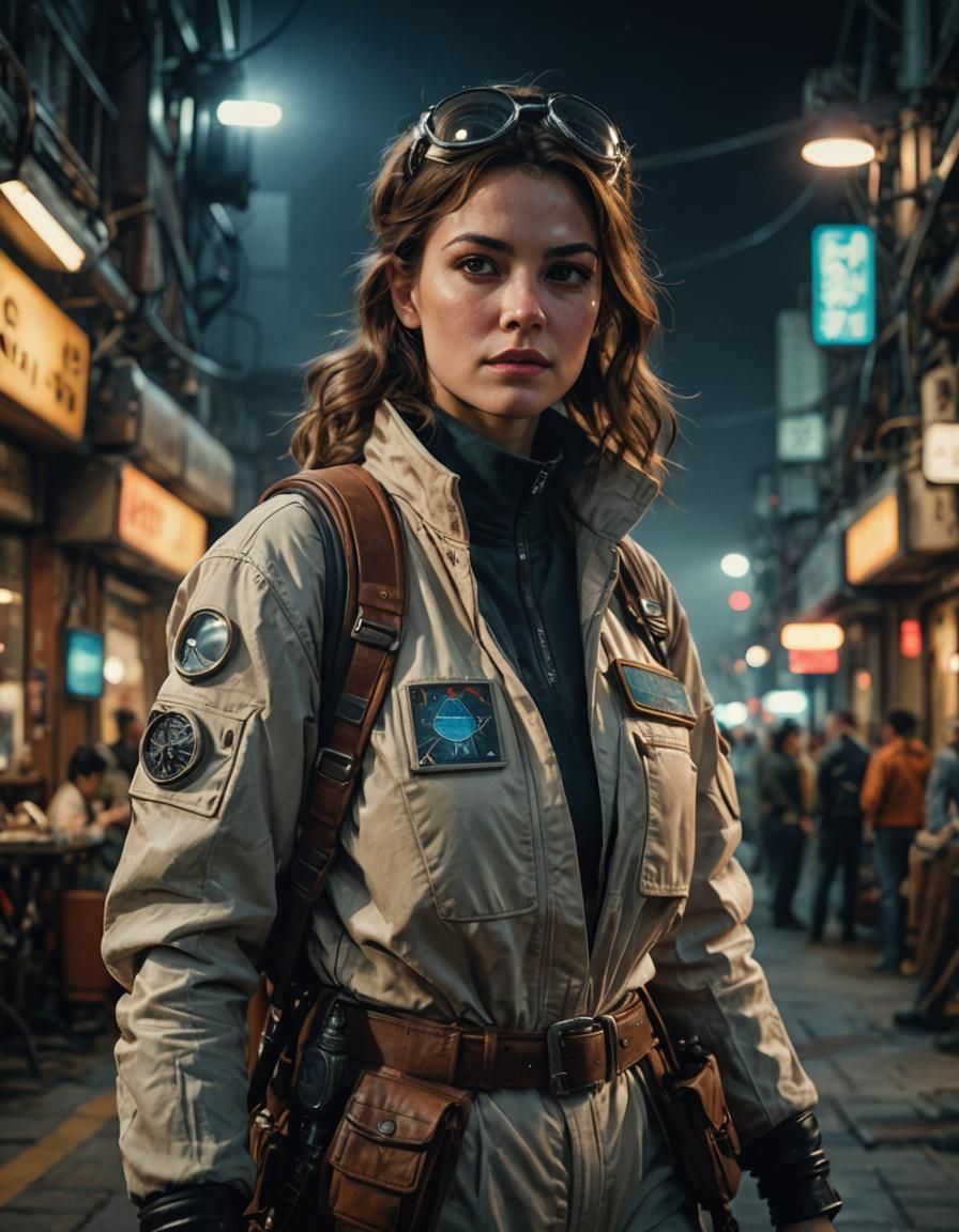 Sci-Fi Adventurer in Retro 1990s Cinematic Style