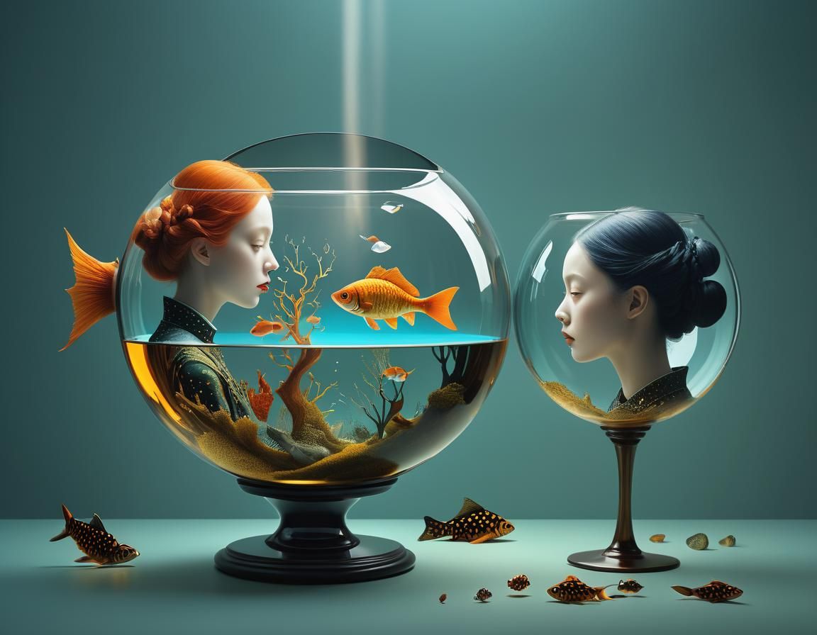 Lost Souls in a Fishbowl: Surreal 3D Art