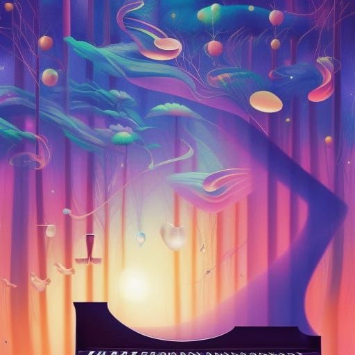 Abstract Jazz Dreamscape in Fluid Gouache Style