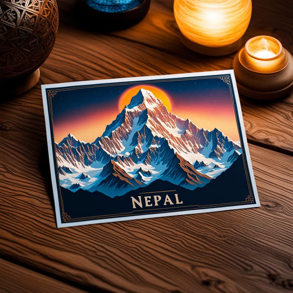 Mount Everest Postcard with Magic Glow