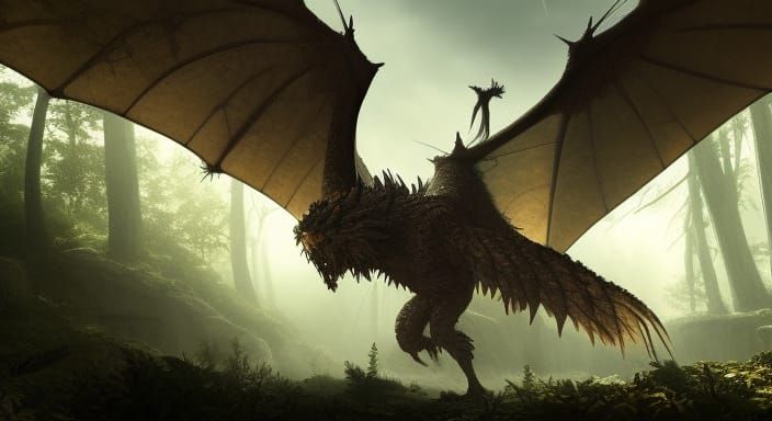 Majestic Dragon in Wild Landscape: 3D Game Art