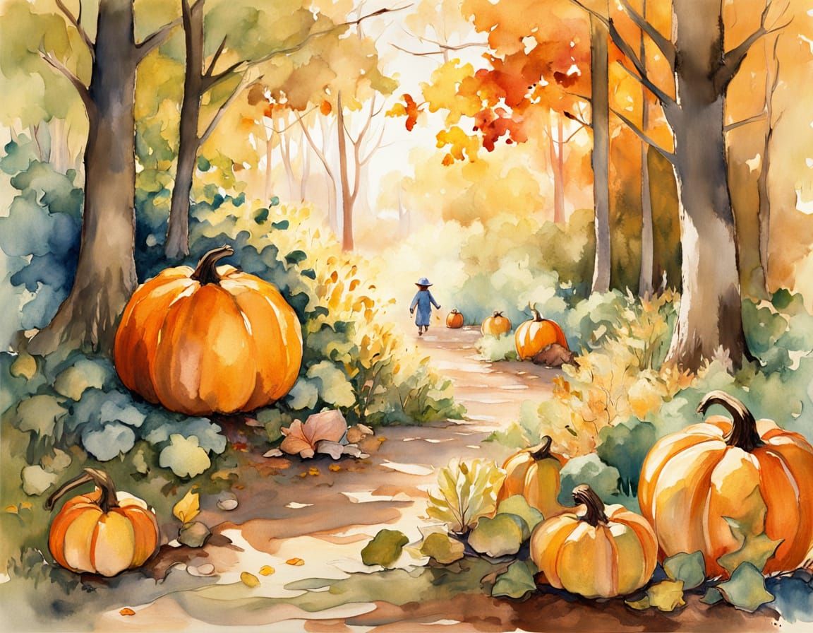 Whimsical Watercolor Mice Dancing in Autumn Woods