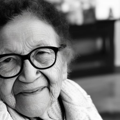 Peaceful Black and White Portrait of a Grandmother