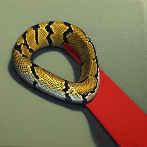 Snake and Ribbon in Oil Painting