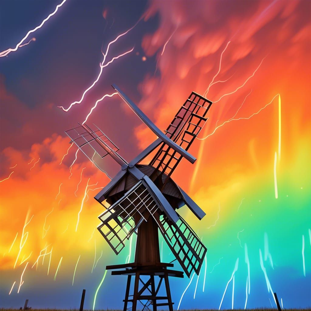 Windmill Lightning Strike: Fantasy Concept Art