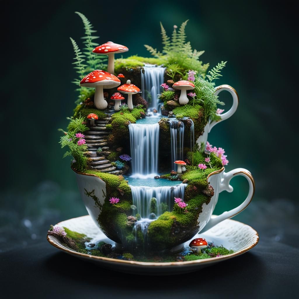 Fairy in Miniature Ecosystem Teacups