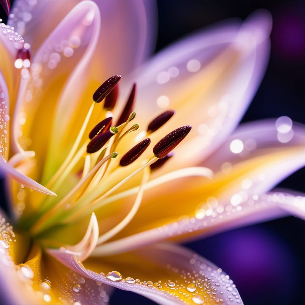 Luminescent Lily with Golden Aura in Baroque Style