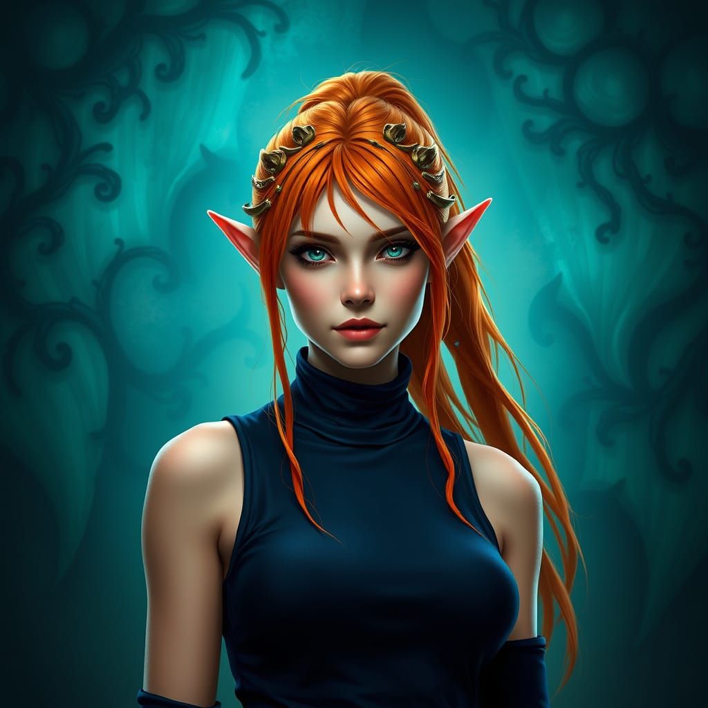 Ethereal Elf Druid in Mystical Gradient Hues