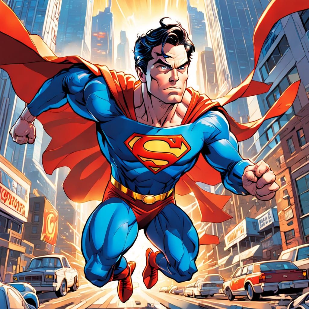Wiley Coyote as Superman in Comic Book Art