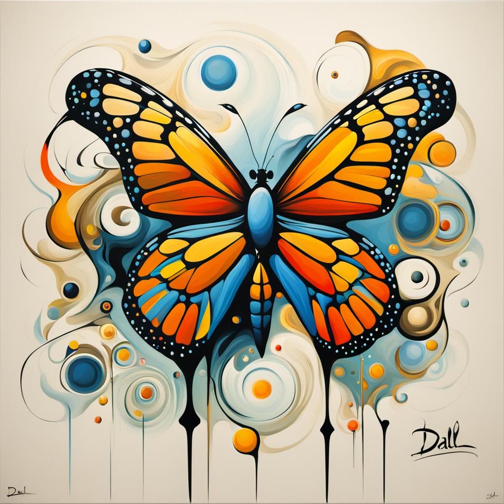 Surreal Monarch Butterflies in Abstract Style