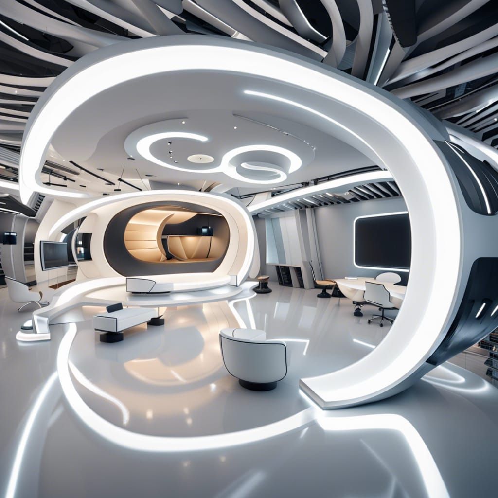 Futuristic Headquarters with Circular Table